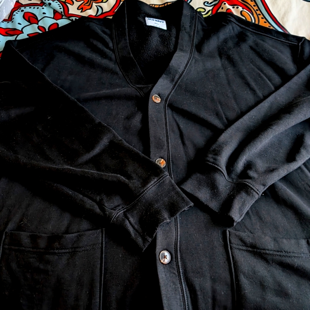 Old Navy: Oversized Gender Neural Button Front Cardigan Sweatshirt for Adults